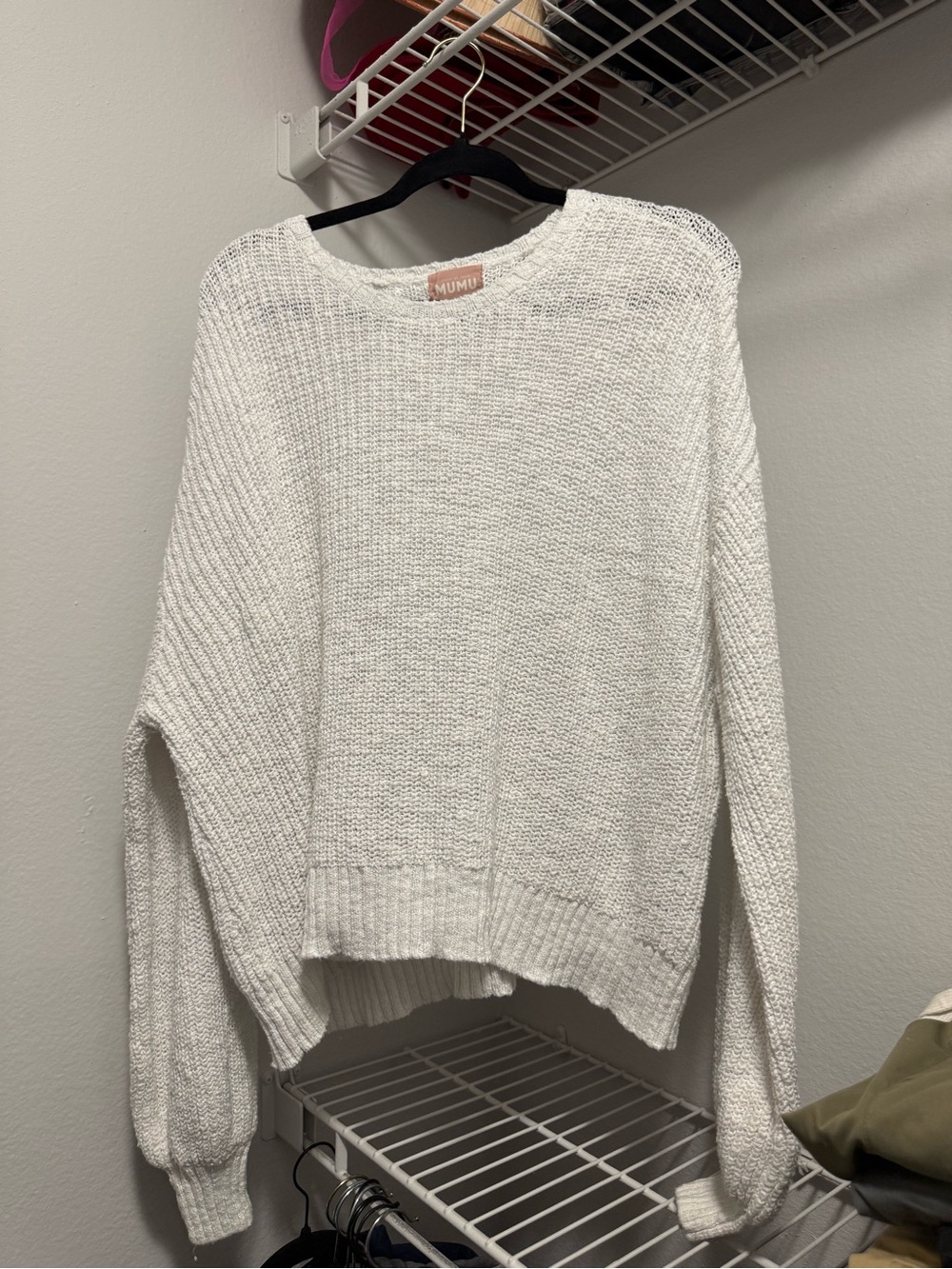 Show Me Your Mumu Cream Open-Knit Crewneck Sweater